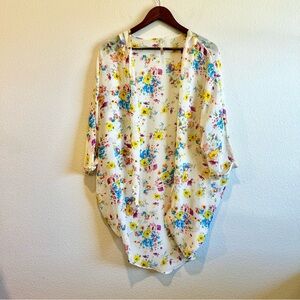 Red Lolly Floral Printed Lightweight Chiffon Shawl Swim Cover Travel Beach Med